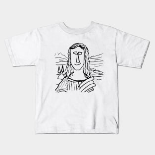 Mona Lisa Fine Line Doodle Kids T-Shirt